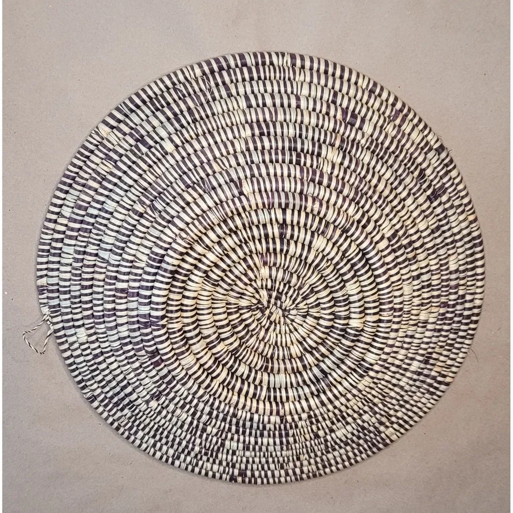 Wicker Wall Decor Purple White Striped Boho Rustic‎ Farmhouse Hanging